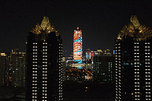 郑州  地标  中原第一高楼 大玉米  绿地中心  千玺广场 CBD中央公园  灯光秀  夜景 视频素材