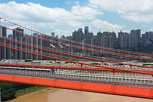 重庆 山城   轨道环线  鹅公岩大桥  视频素材