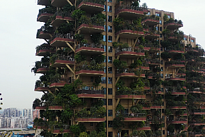 4K成都新都区七一城市花园垂直森林住宅城市建设视频素材