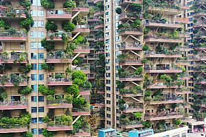 4K成都新都区七一城市花园垂直森林住宅城市建设视频素材