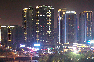 4K株洲城市建设城市风光夜色楼房灯光视频素材